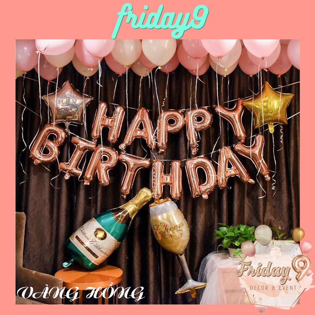 Combo bong bóng dây chữ happy birthday bong kiếng trang trí tiệc sinh nhật FD9DB-Friday9 Decor