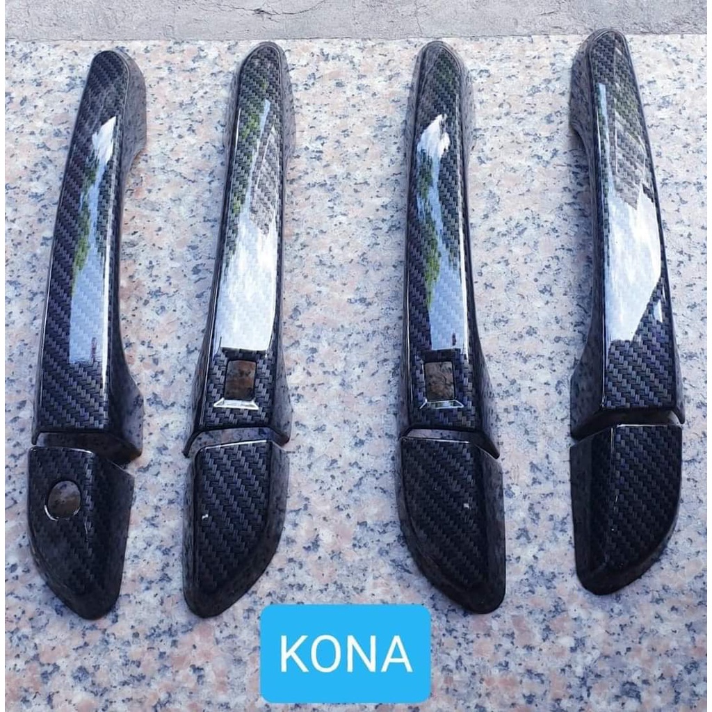 Ốp Tay Cửa + Hõm Cửa Xe Kona 2018 đến 2022 Mẫu Carbon Cao Cấp