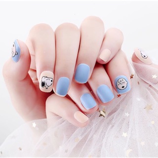 Bộ 24 móng tay giả nhám xanh be