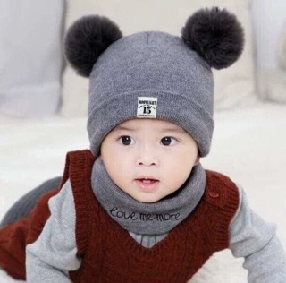 Mũ len kèm khăn trẻ em