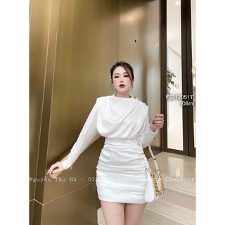 Đầm body lụa nhún tay dài!