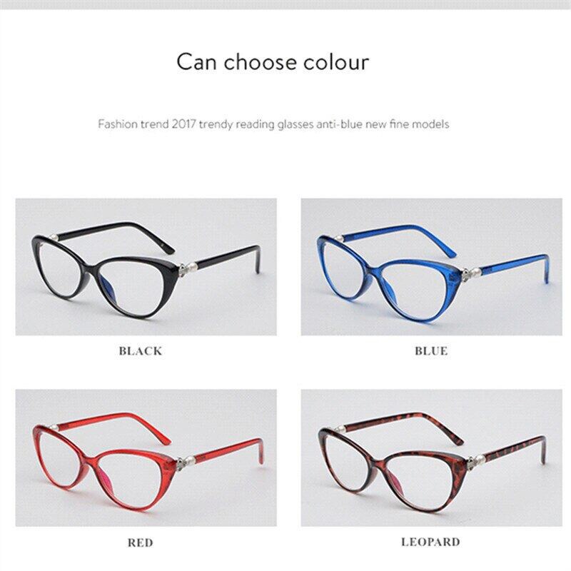 Kính Đọc Sách Gọng Mắt Mèo Chống Ánh Sáng Xanh + 100 ~ + 400 Thời Trang Cho Nữ