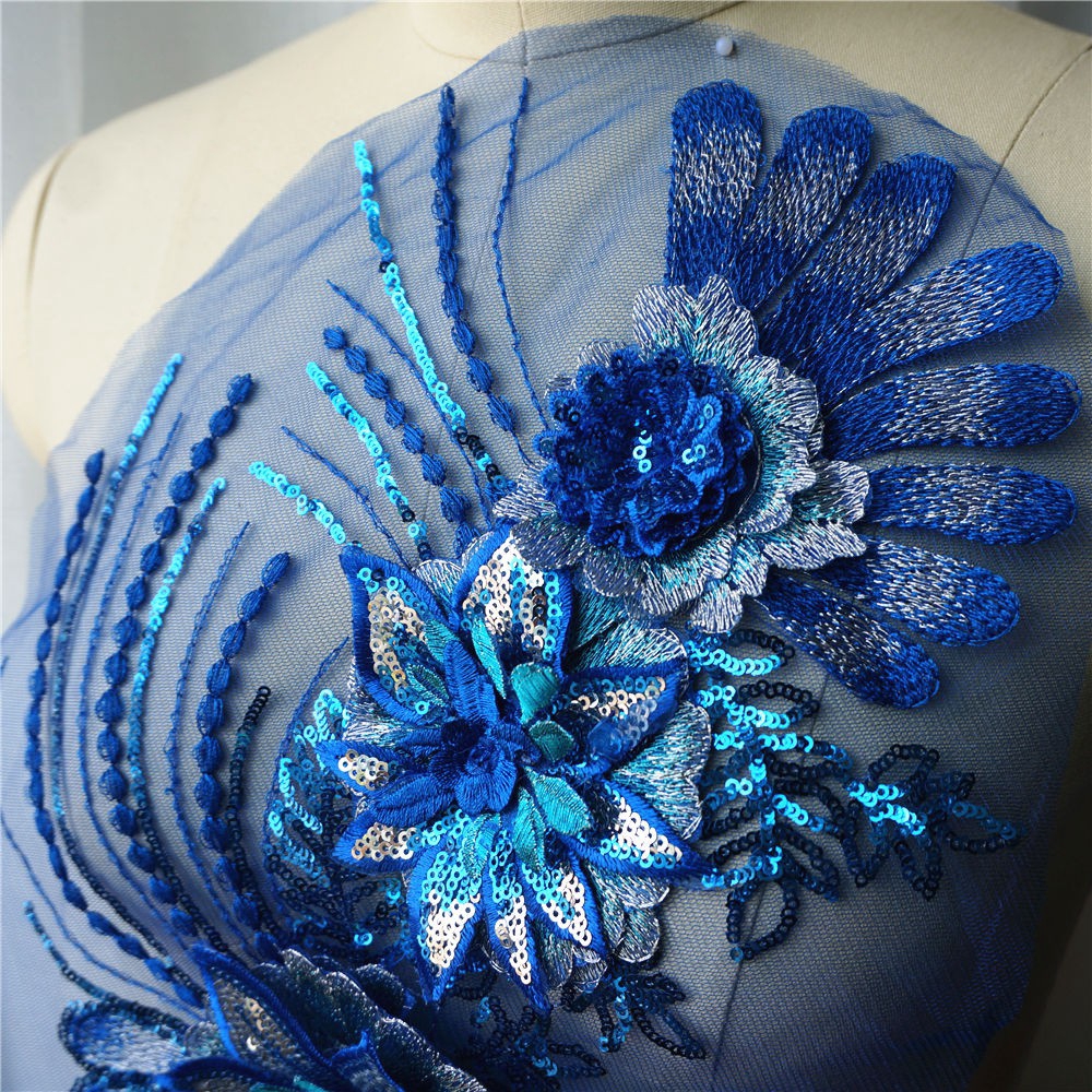 Miếng Vải Ren Thêu Hoa Đính Kim Sa Lông Vũ Cổ Áo Cưới Cho Cô Dâu