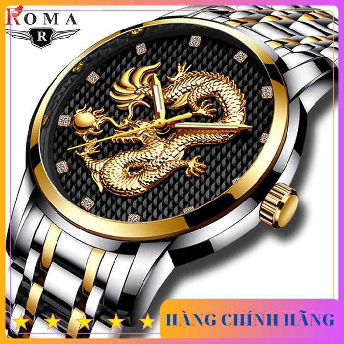 [ HÀNG CHẤT LƯỢNG ] Đồng Hồ Nam ROMA DRAGON - Rồng 3D Nghệ thuật – Dây thép đúc đặt cao cấp