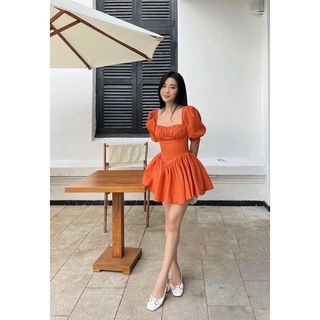 Đầm mizzi tay bo chun cổ vuông ( có bigsize )