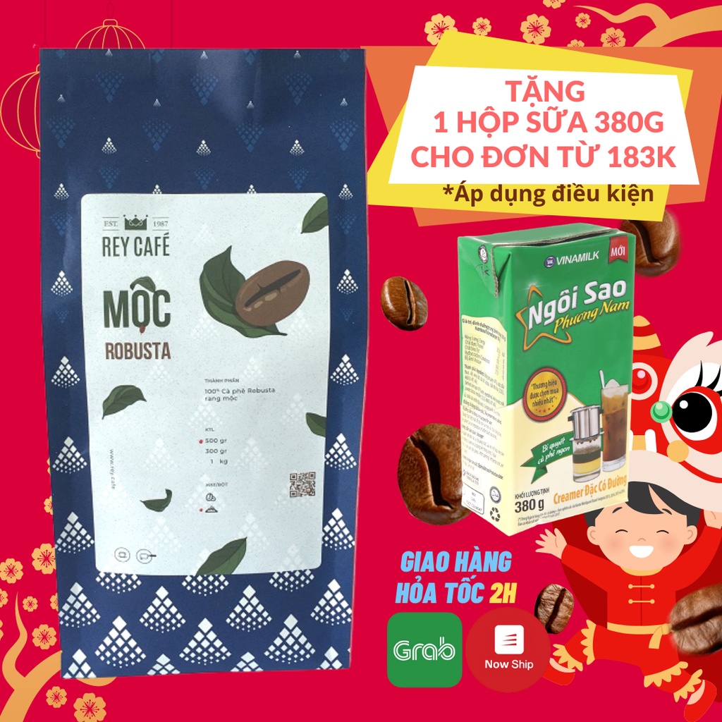 Cà phê Mộc Robusta Pha Phin/Máy Coffee Nguyên chất rang mộc Rey Cafe