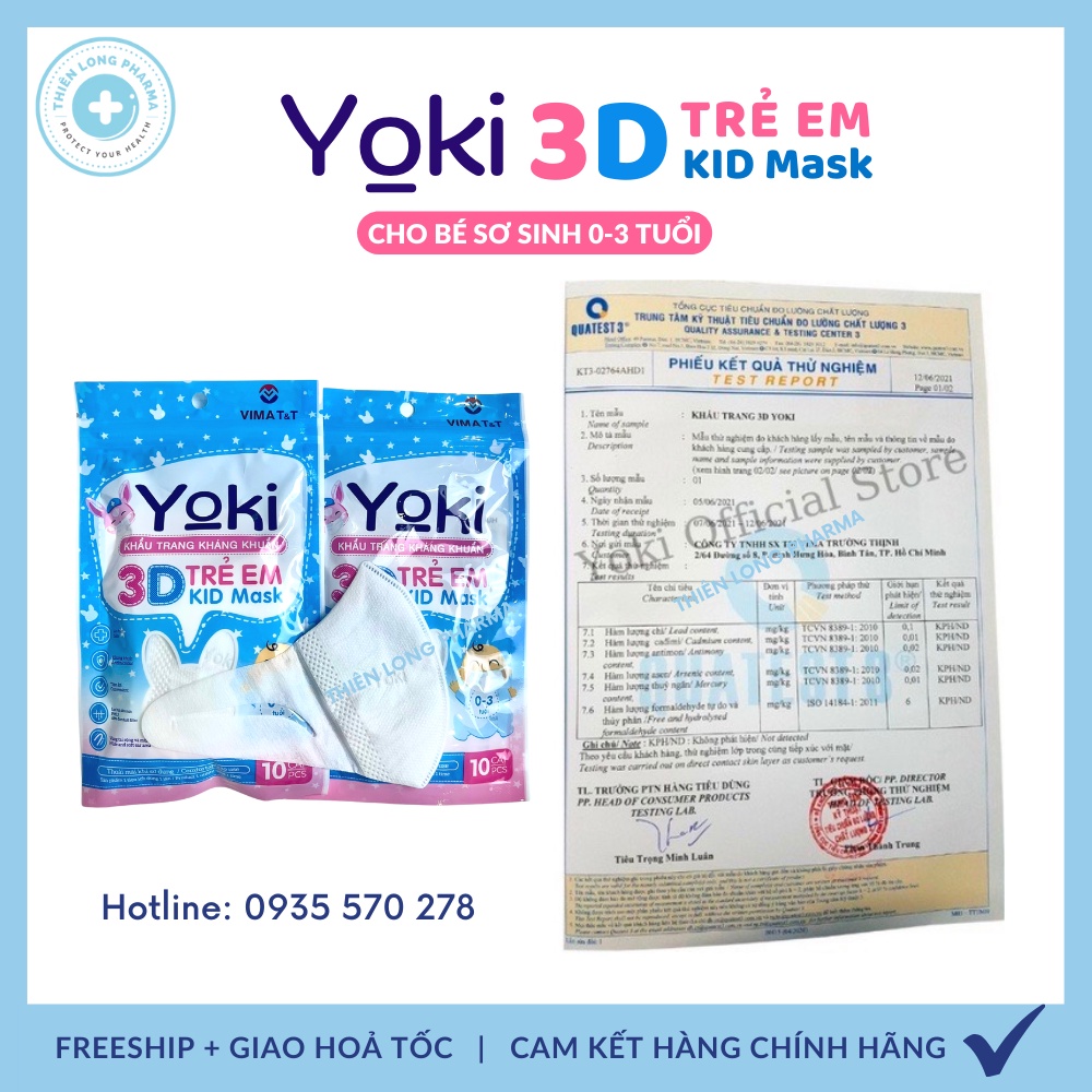 Khẩu Trang Em Bé 3D Yoki Sơ Sinh Dành Cho Bé Từ 0 đến 3 tuổi