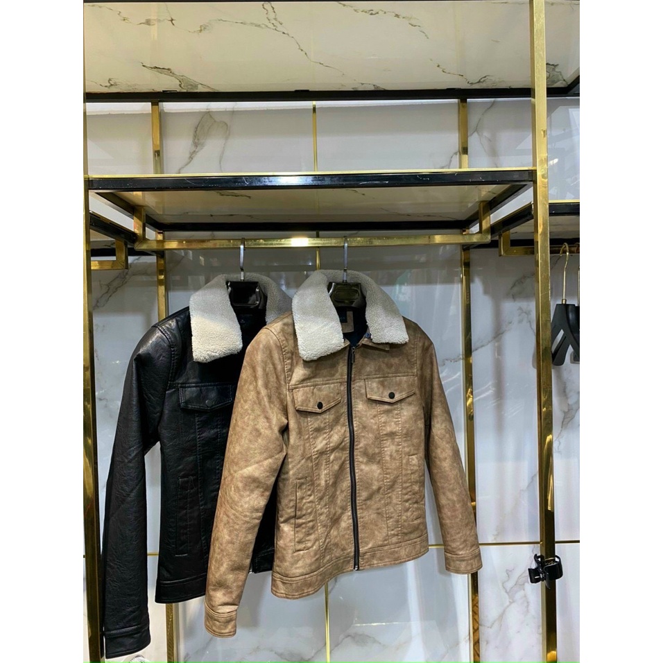 Áo khoác da nam cổ lông,lót lông cao cấp mẫu mới nhất 2022,