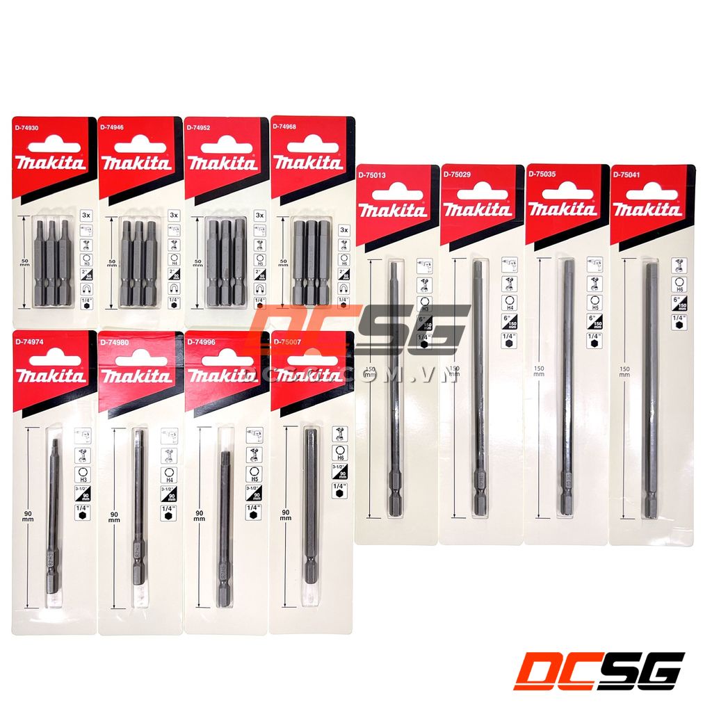 Mũi vít đầu lục giác dài 50-90-150mm Makita (chọn phân loại) | DCSG