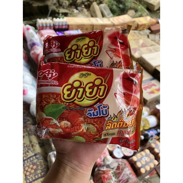 Mì tôm Thái Lan, Lào Ajinomoto vị Tomyum (2/2024) và Tomyum sốt kem thùng 30 gói mẫu mới date mới 12/2023