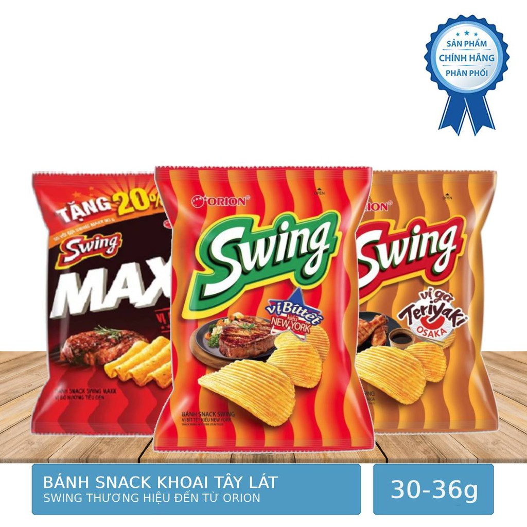 Bánh Snack Khoai Tây Vị Bít Tết Kiểu New York Swing Gói 36g