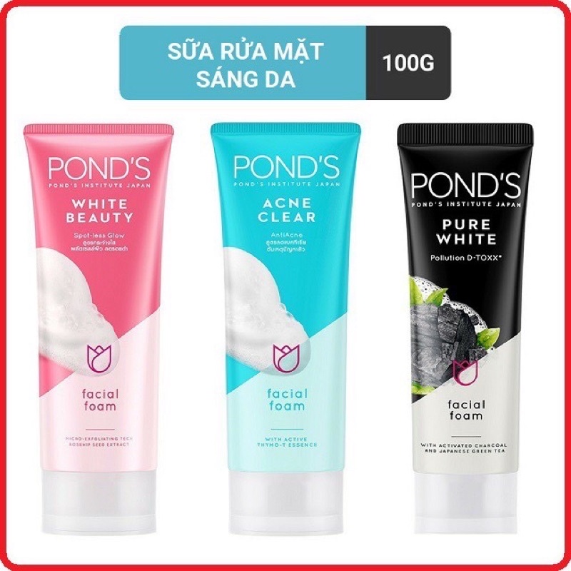 Sữa Rửa Mặt Trắng Da Pond's Pure White  100g mẫu mới