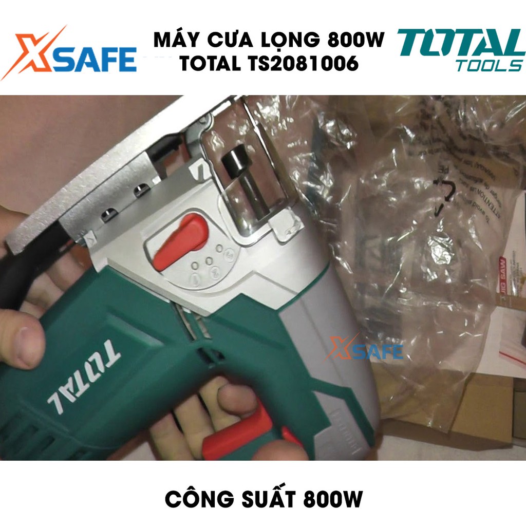 Máy cưa lọng 800W TOTAL TS2081006 Tặng kèm lưỡi cưa Máy cưa lọng Total tốc độ không tải 800-3000 vòng/phút - Chính hãng