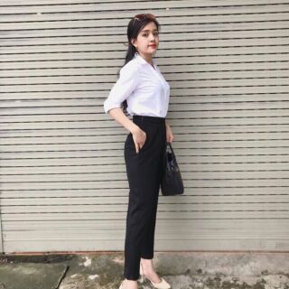 Quần baggy đen m. Áo vàng m.