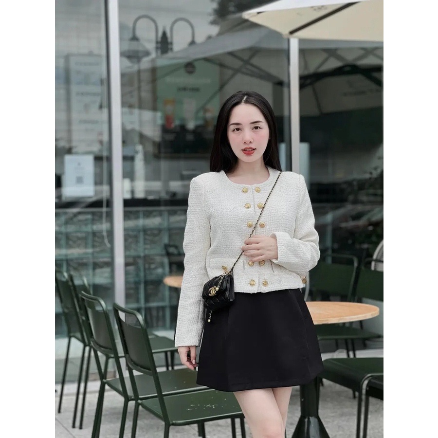 Áo Khoác Dạ Tweed Cúc Đồng 4 Màu 2 Lớp Có Đệm Vai  - Sarang Clothing