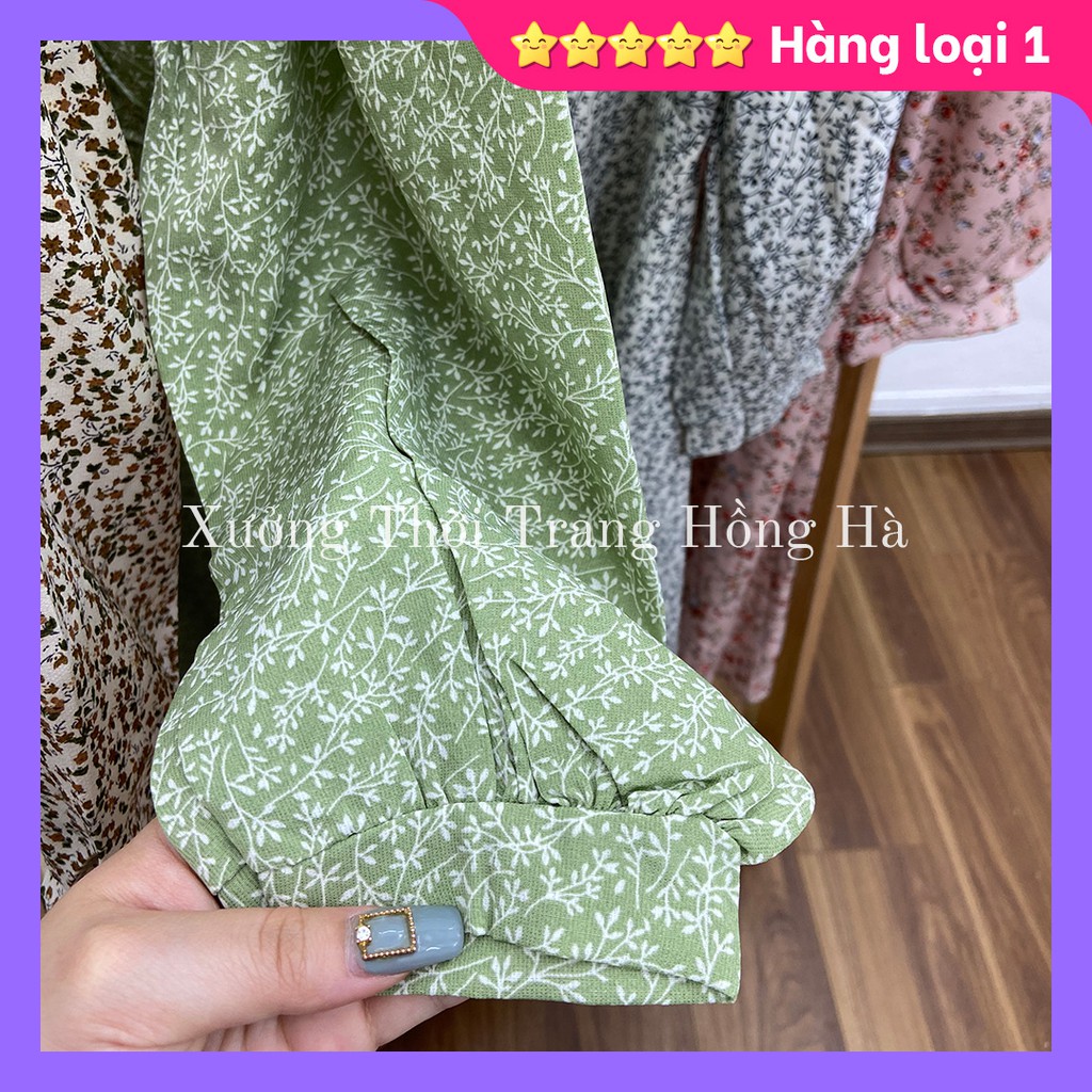 ✅ Ảnh thật 100% ✅ ☘️Váy voan hoa nhí cổ vuông cách điệu☘️( 4 màu )