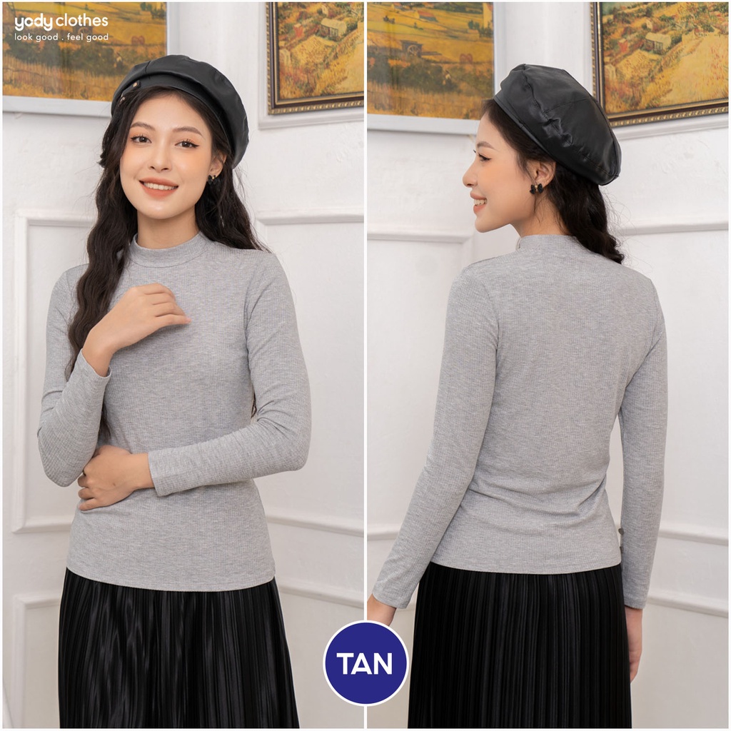 Áo Giữ Nhiệt Thu Đông Nữ YODY Dáng Ôm Phối Cúc Tay ATN5000