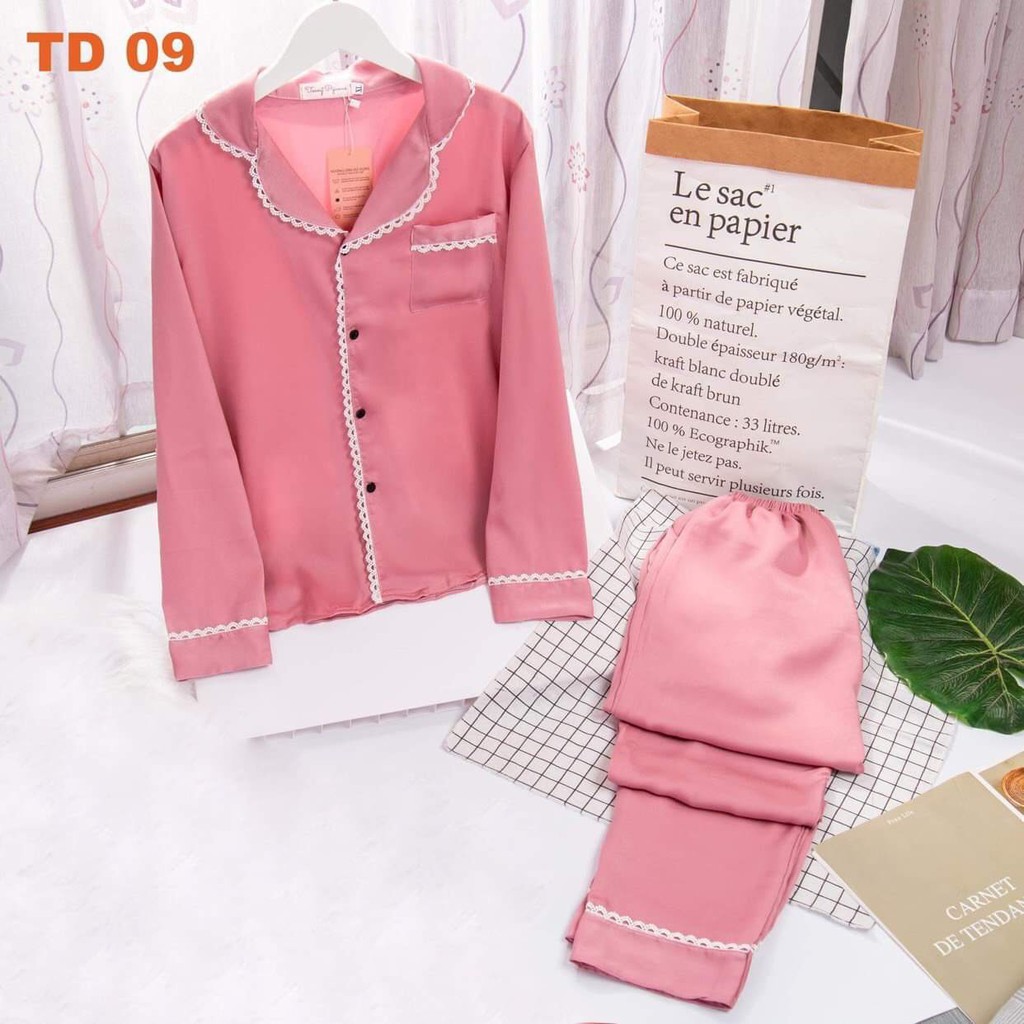 Đồ ngủ lụa ngọc trai tay dài - Bộ  pajama dài tay | BigBuy360 - bigbuy360.vn