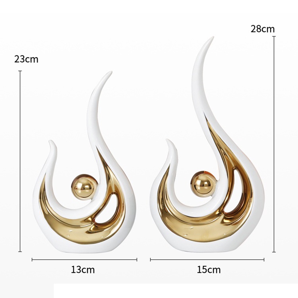 Bộ 2 Bức Tượng Nghệ Thuật Trừu Tượng Bằng Sứ Để Bàn Trang Trí Nhà Bếp