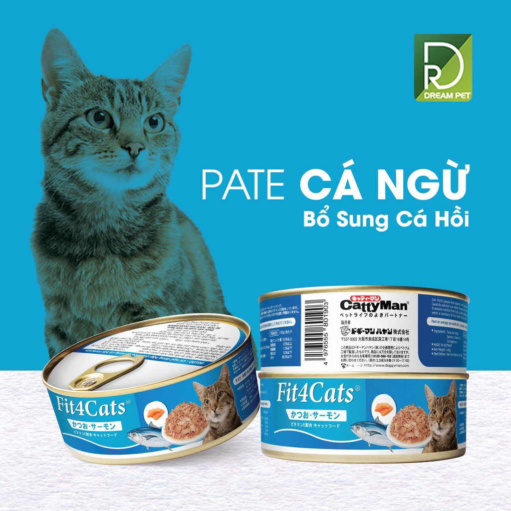 Pate Cho Mèo FIT4CAT Lon 160G Vị Cá Ngừ + Cá Hồi [ Chính Hãng ]