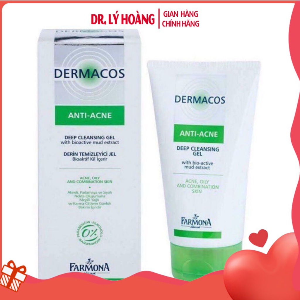 DERMACOS Sữa Rửa Mặt Farmona Dermacos Anti Acne Deep Cleansing Gel 150ml, Sạch Sâu Ngừa Mụn, Cho Da Dầu- 𝐃𝐫.𝐋𝐲́ 𝐇𝐨𝐚̀𝐧𝐠