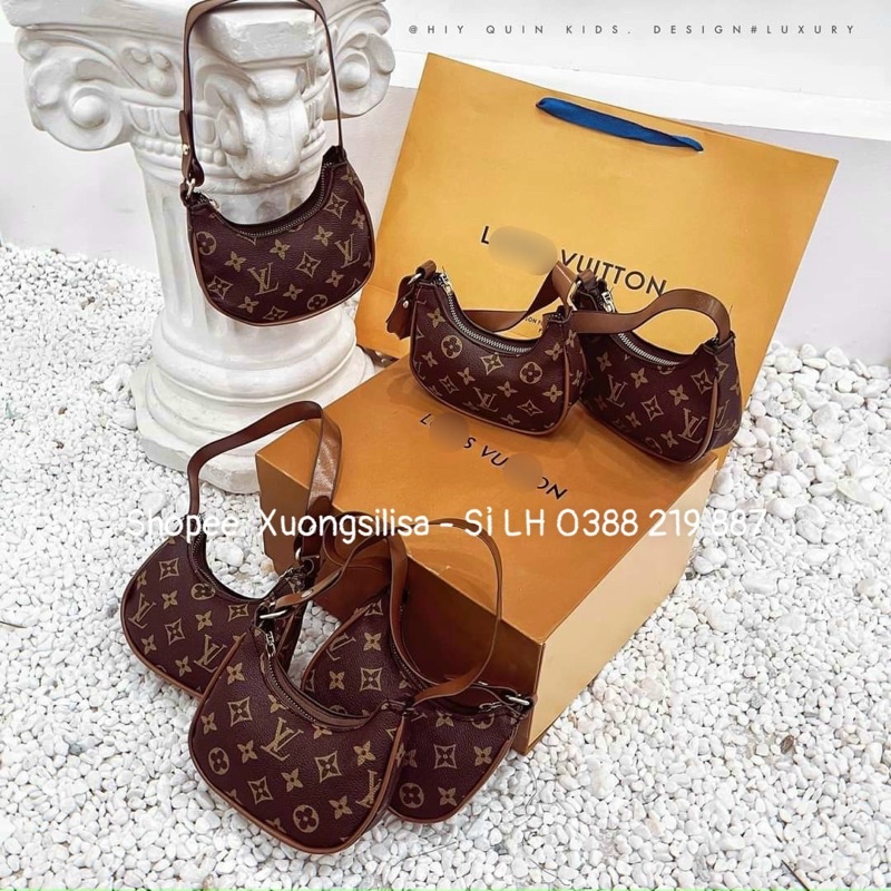 TÚI KẸP NÁCH DA HOA NÂU SIZE MINI CHO BÉ YÊU