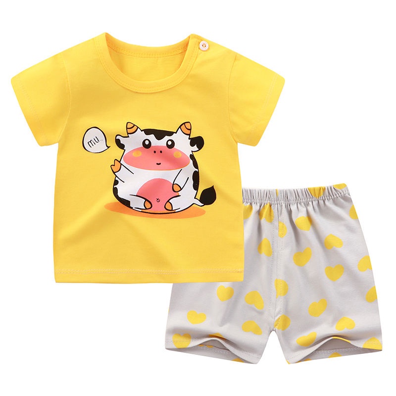 Bộ áo thun ngắn tay + quần thun SANITKUN kiểu dáng thời trang mùa hè cho bé