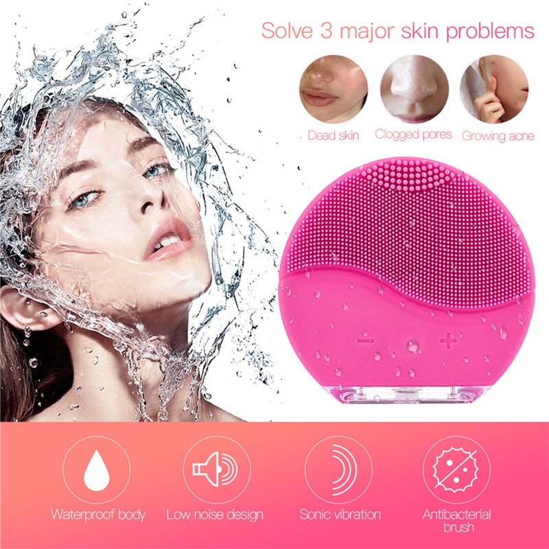 CkeyiN Máy rửa mặt massage sillicon làm sạch sâu chống thấm nước  Facial Cleansing &amp; Massaging Device sóng âm dành cho mọi loại daMR208