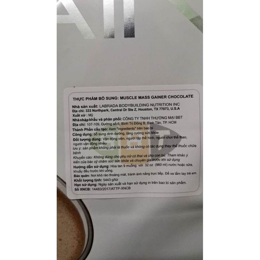 SỮA TĂNG CÂN LABRADA MUSCLE MASS GAINER | NẶNG 5,4 KÝ | CHÍNH HÃNG CÔNG TY BBT