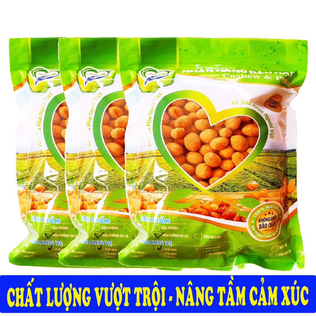 Combo 1K500GR Đậu Phộng Da Cá Phô Mai Tâm Đức Thiện 3 x Túi 500GR