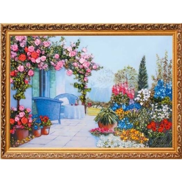 Tranh thêu ruy băng 80x60cm