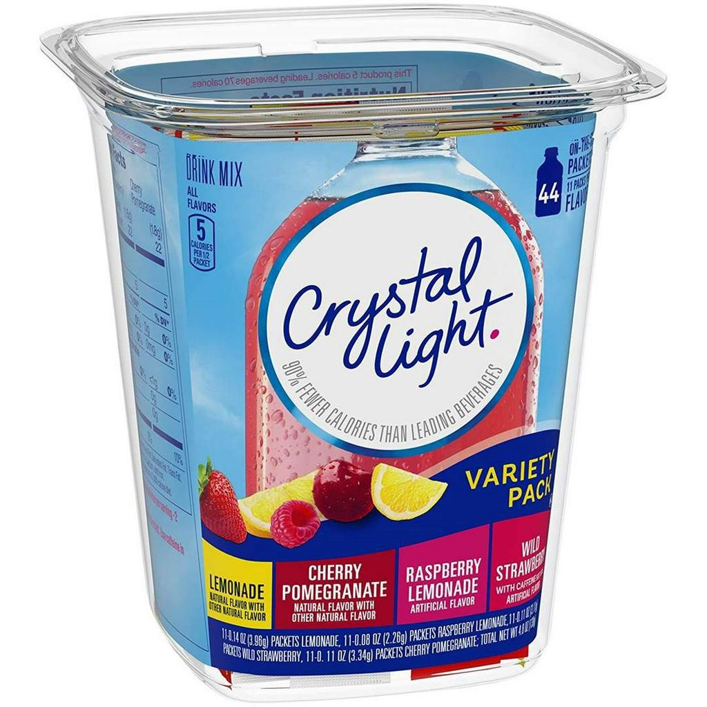 HỘP 44 GÓI 4 VỊ bột pha nước trái cây CRYSTAL LIGHT cho người ăn kiêng