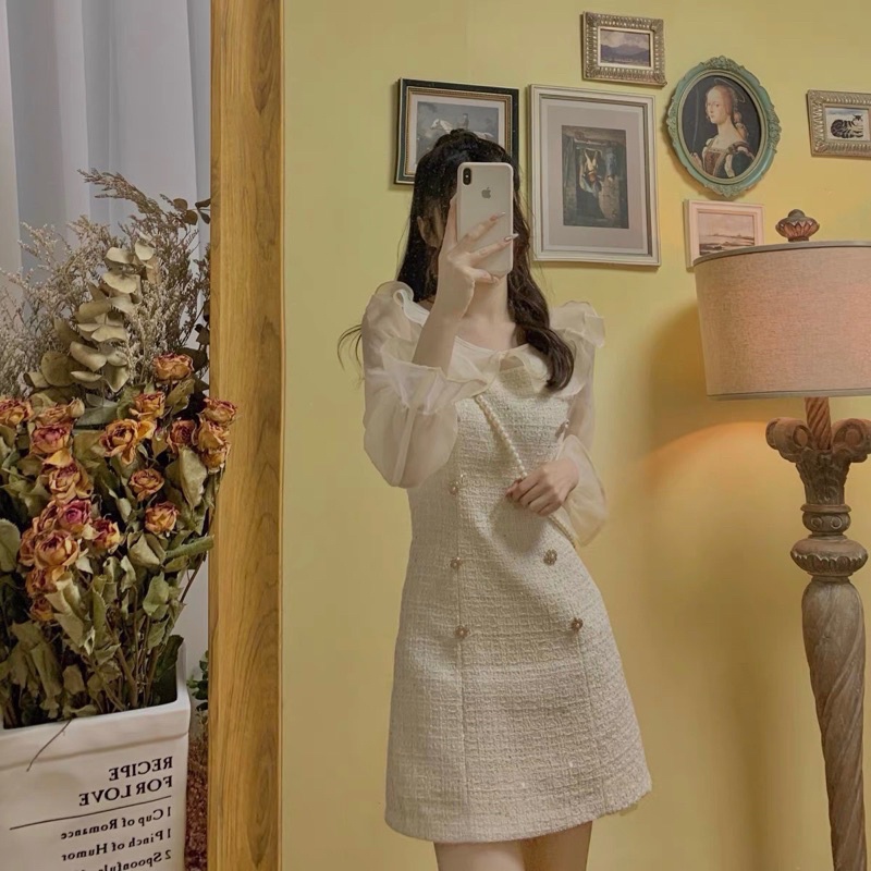 [Ảnh thật/Video]Váy dạ Danly tiểu thư dự tiệc sang chảnh Váy dạ phối voan sang chảnh | BigBuy360 - bigbuy360.vn