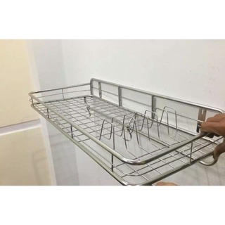 Kệ úp chén treo tường inox 1 tầng có móc treo