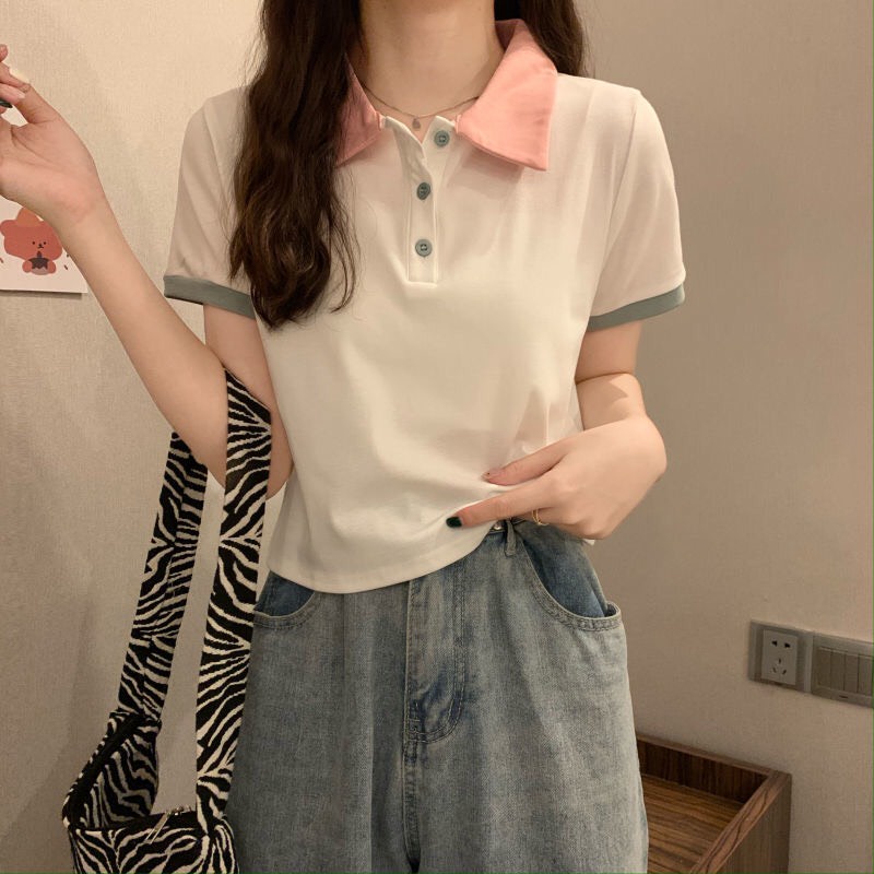 Áo Polo croptop dáng lửng cộc tay dễ thương A00114 | BigBuy360 - bigbuy360.vn