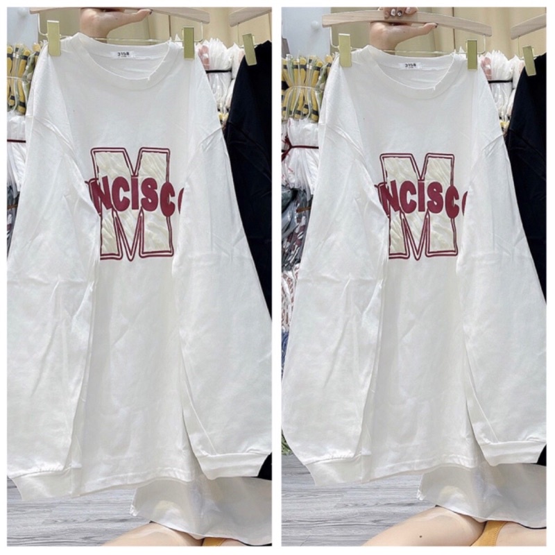 Áo Thun Nữ Dài Tay Chữ M Vải Cotton Dày Dặn Tay Phồng Và Các Mẫu Ulzzang Phong Cách Trẻ Trung Hot