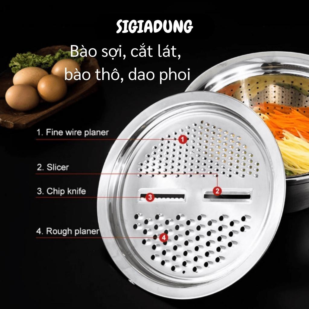 [SGD] Rổ Bào Rau Củ - Bộ 3 Món Bàn Nạo Hoa Quả Kiêm Rổ Và Chậu Inox Cao Cấp Không Gỉ 10034