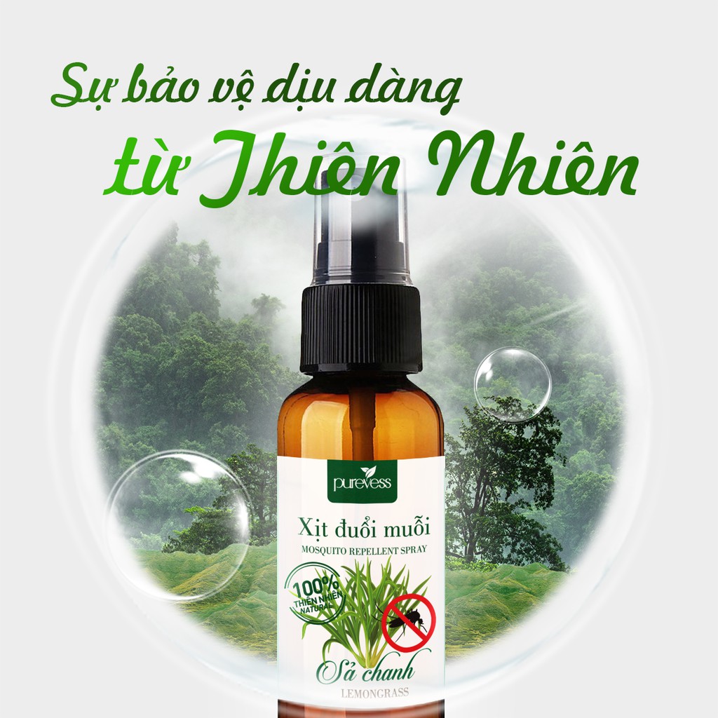 Tinh dầu đuổi muỗi Purevess, dạng xịt, giúp thư giãn, thơm phòng và ngủ ngon