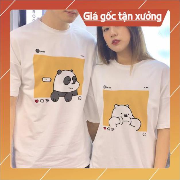 [SALE GIÁ GỐC] XẢ HÀNG ÁO ĐÔI - Áo Thun Đôi In Gấu Insta - Giá 1 áo