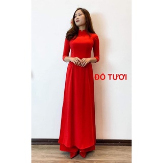 Áo Dài mẫu mới_Áo dài Lụa Nhật Trơn Cổ Tròn cổ cao Siêu Xinh nhiều màu lựa chọn