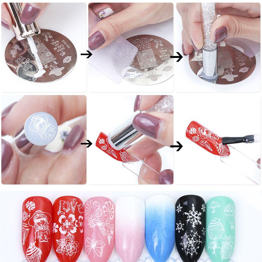 NIUYOU 1 Bộ Dụng Cụ In Móng Tay Nghệ Thuật Mới Với Nắp Đậy Pha Lê
