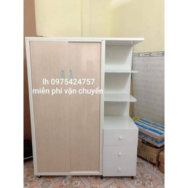 tủ nhựa đài loan 2 cánh 1 kệ cửa lùa