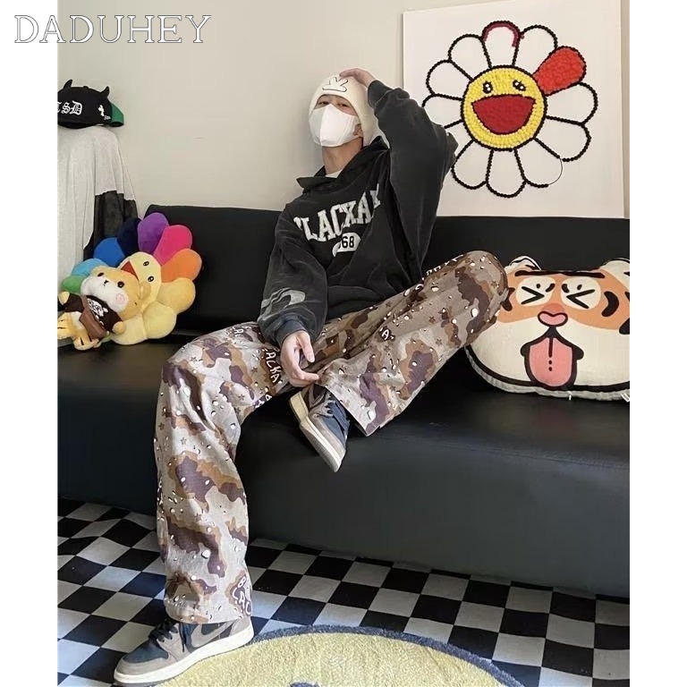 Quần Dài Dáng Rộng Nhiều Túi Họa Tiết Rằn Ri Thời Trang Mùa Thu Cho Nam Và Nữ Daduhey