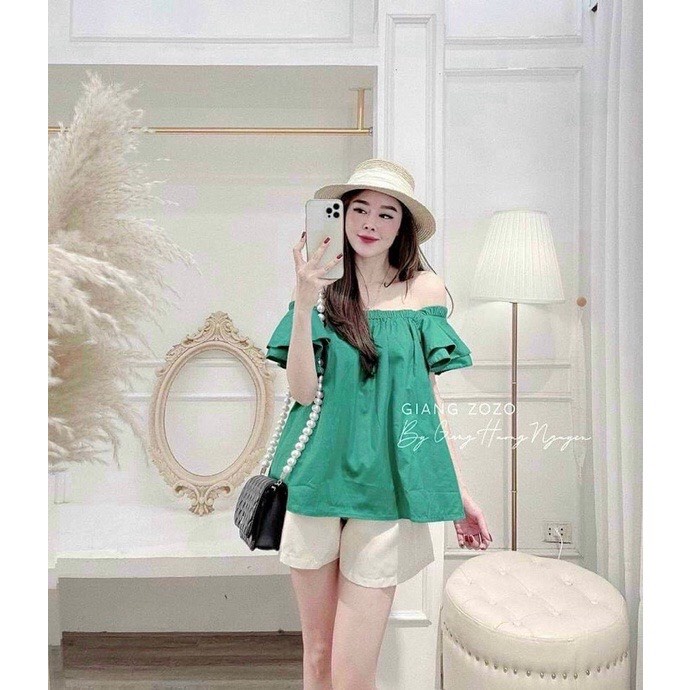 Set Đồ Nữ Áo Cánh Tiên Trễ Vai Mix Quần Soc, Set Bộ Nữ Áo Cổ Vuông Mặc 2 Kiểu Chun Ngực Mix Quần Sooc Siêu Xinh