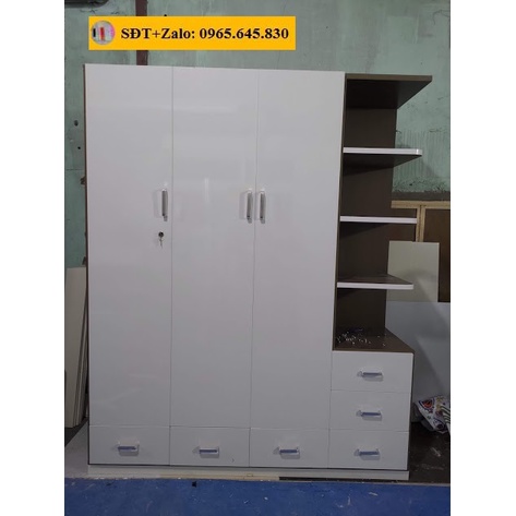 Tủ Nhựa Đài Loan 3 Cánh 1 Kệ Cao 2m Khung Muồng Cánh Trắng N151