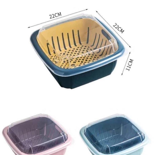 Sỉ 17k-Bộ Rổ Nhựa Kèm Chậu Có Nắp Đậy