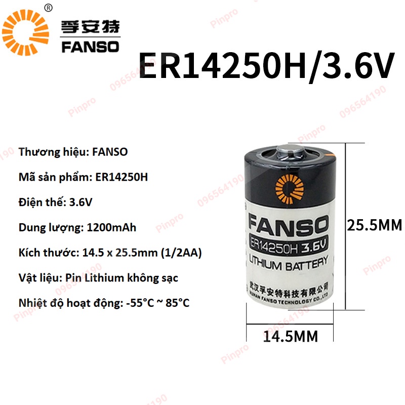 Pin Fanso ER14250H 3.6V 1/2AA 1200mAh chính hãng
