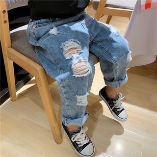 Quần Jean Cotton Mềm Ống Rộng Màu Trơn Kiểu Hàn Quốc Cho Bé Trai