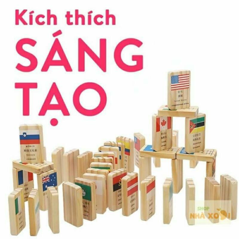 Domino gỗ 100 quân hình cờ