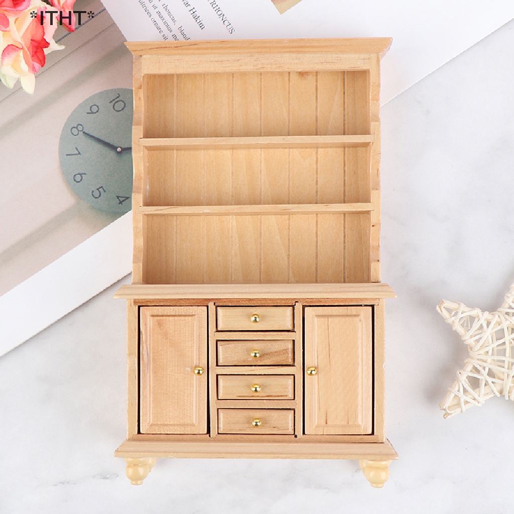 Kệ Sách / Tủ Nội Thất Bằng Gỗ Tỉ Lệ 1: 12 Trang Trí Nhà Búp Bê